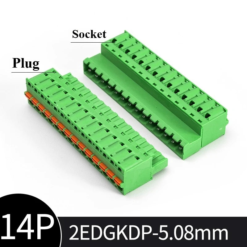 Spring-Press Plug-In Terminal Block 5.08mm 2–24P | 2EDGKD Set Terminal Block Connector Richie's 14P Plug and socket set