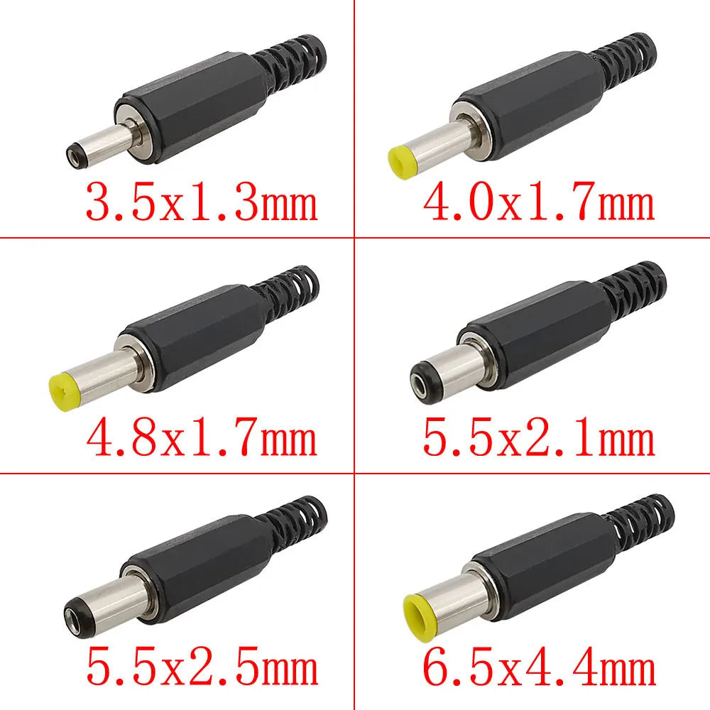 DC Power Male Plug Solder Connector 3.5–6.5mm | 5 or 10 Pack DC Power Connector Richie's