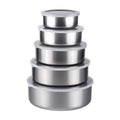 5-Piece Stainless Steel Salad Bowl Set with Leak-Proof Lids Food Storage Bowl Set Richie's Silver
