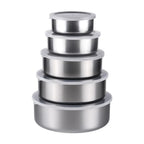 5-Piece Stainless Steel Salad Bowl Set with Leak-Proof Lids Food Storage Bowl Set Richie's Silver
