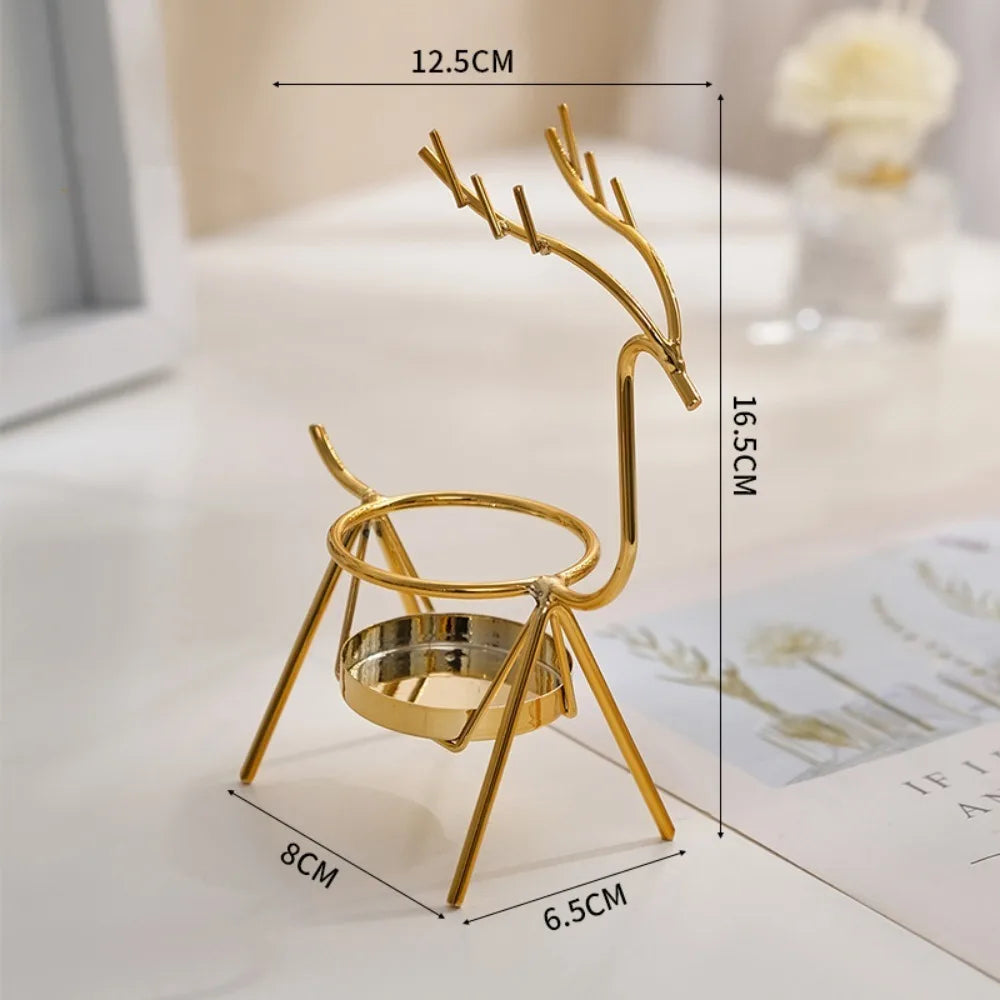 Metal Reindeer Candle Holder Christmas Table Decor Gift Candle Holder Richie's Gold