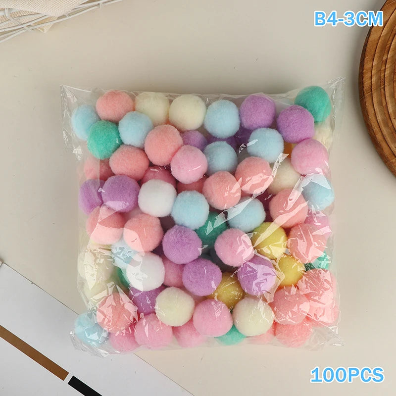 100 Pcs Fluffy Pom Poms 10–30mm | Kids DIY Craft Supplies DIY Craft Supplies Richie's B4