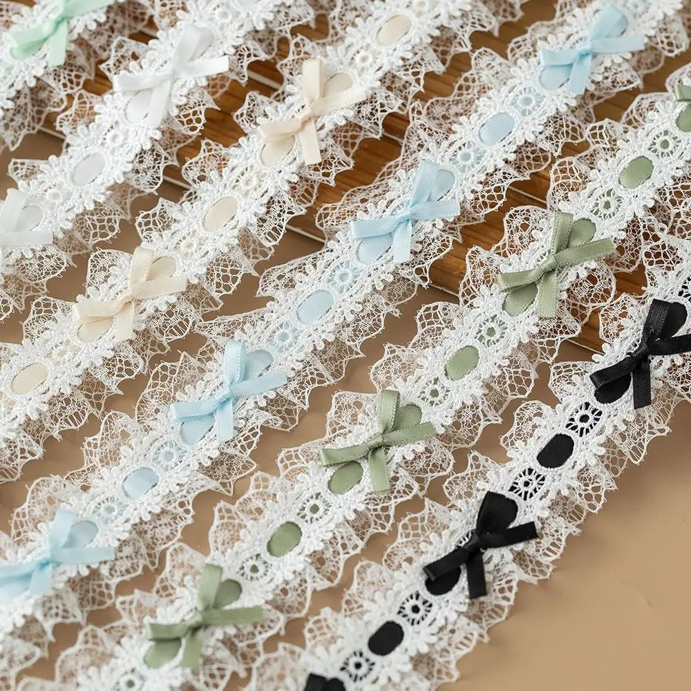 1 Yard Pleated Bow Lace Trim Ribbon – Floral Craft & Hair Accent Lace Trim Ribbon Richie's
