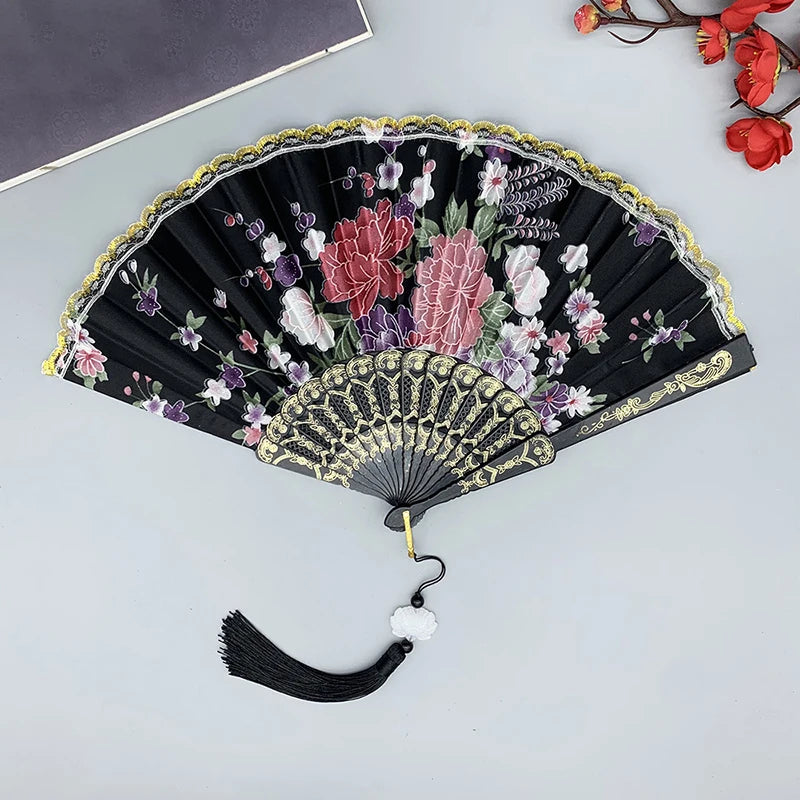 Vintage Silk Folding Hand Fan – Décor, Dance & Gift Decorative Folding Fan Richie's A2