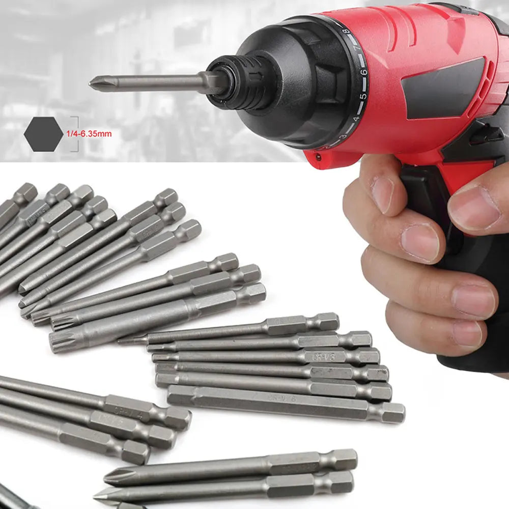 50pc 75mm Extra Long Screwdriver Bit Set – Torx Hex Phillips Square Screwdriver Bit Set Richie's