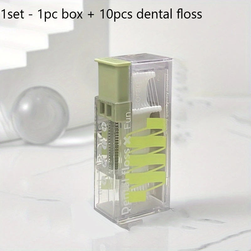 Pop-Up Dental Floss Dispenser Box with 10 Floss Sticks Dental Floss Dispenser Richie's 1set - Green