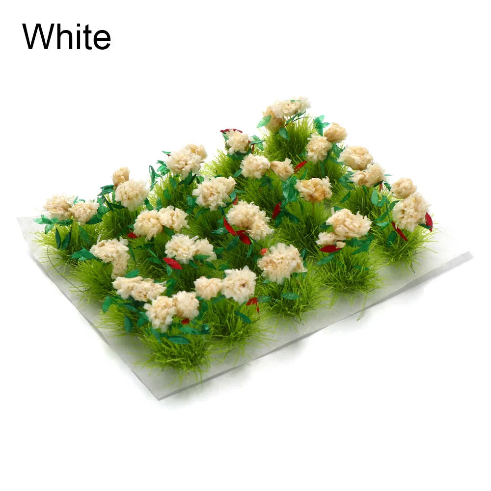 Miniature Flower Cluster Static Grass Tufts – Fairy Garden Model Miniature Scene Model Richie's white