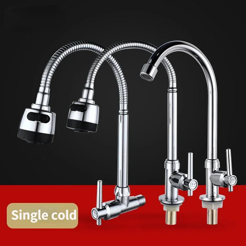 Rotatable Single Cold Kitchen Sink Faucet – Chrome Finish Kitchen Sink Faucet Richie's