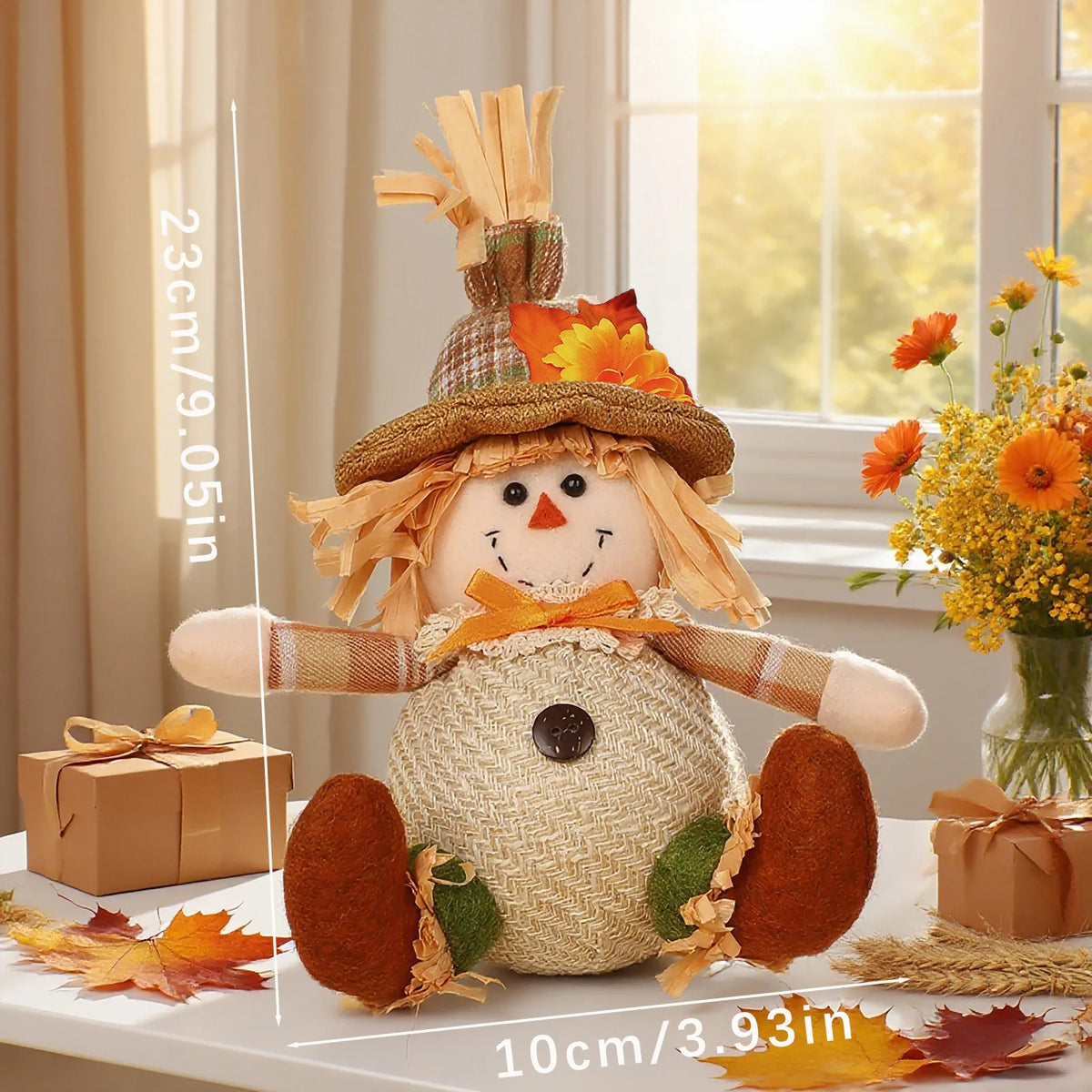 Rustic Autumn Scarecrow Decor – Plaid Sunflower Farmhouse Accent Seasonal Scarecrow Decor Richie's 1pc Style 4