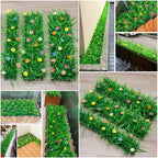 Artificial Grass Turf Mat with Flowers | Fake Green Lawn Decor Artificial Turf Mat Richie's