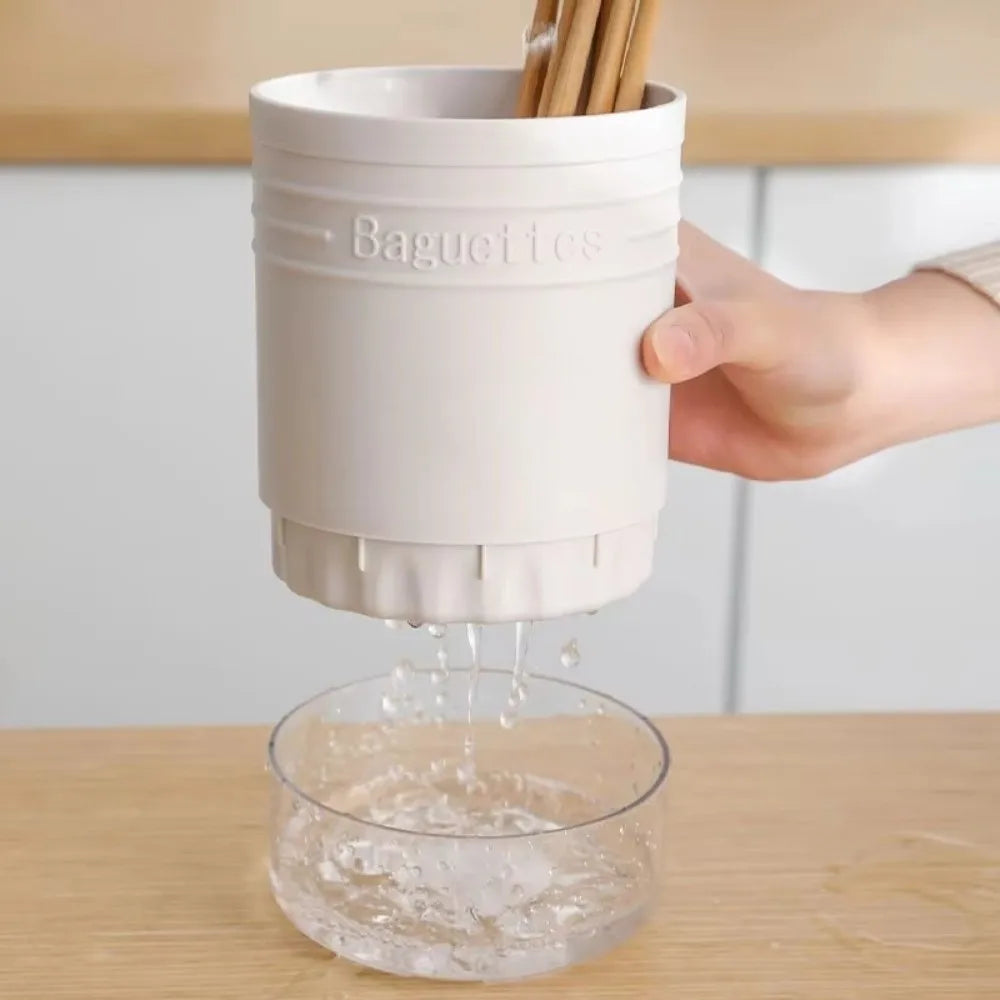Cylindrical Cutlery & Chopstick Holder with Drain Design Utensil Storage Holder Richie's