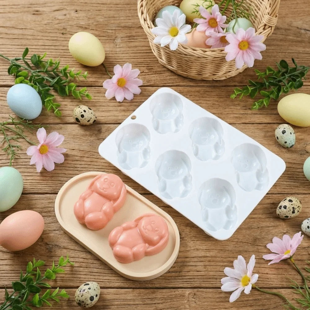 6-Cavity Easter Bunny Silicone Mold – Chocolate, Soap & Candy Silicone Baking Mold Richie's