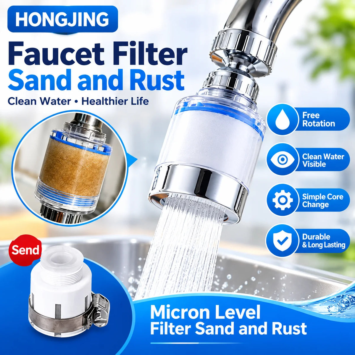 Splash-Proof Faucet Filter Aerator & Water Booster Extender Faucet Aerator Extender Richie's