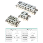 HDC-HE Heavy Duty Connector 6–24 Core 16A 500V Aviation Plug Industrial Connector Insert Richie's