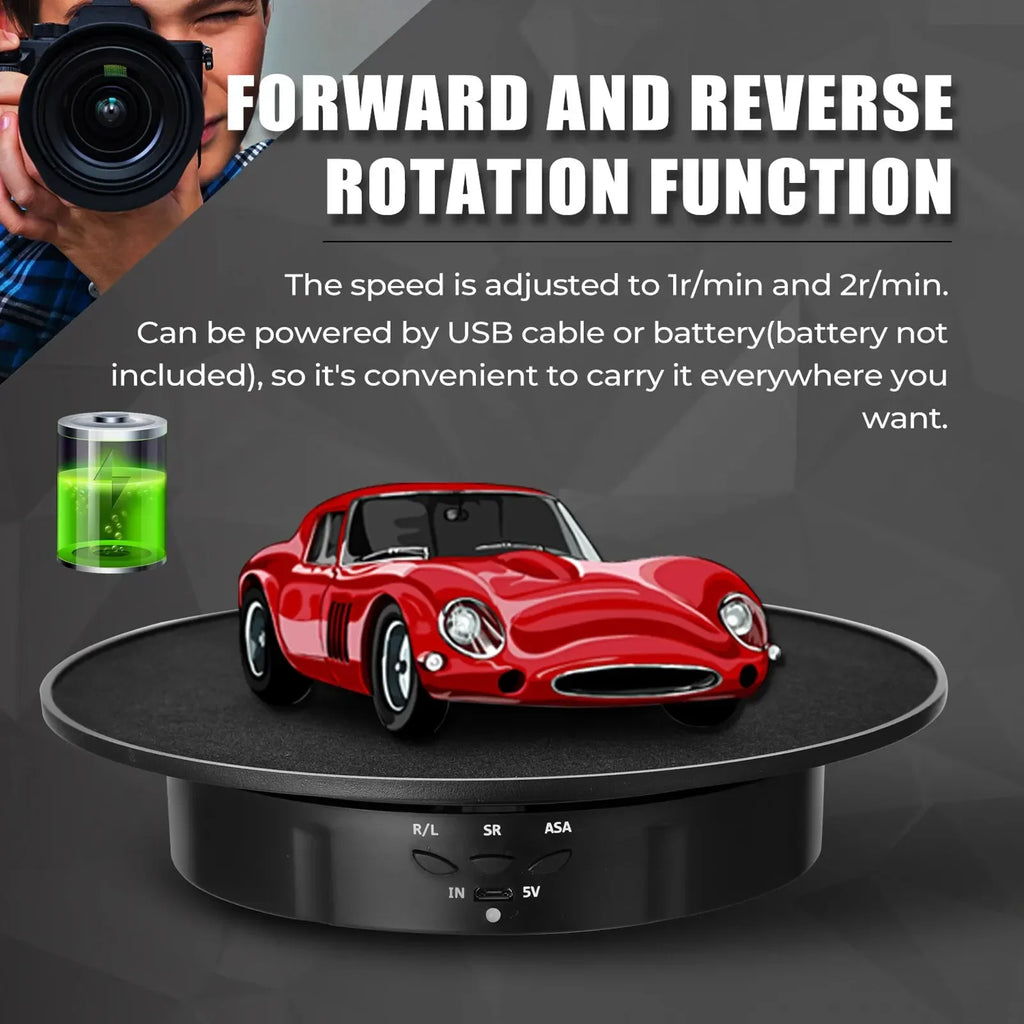 360° Electric Rotating Display Turntable 200mm | 3 Speeds Photography Display Turntable Richie's