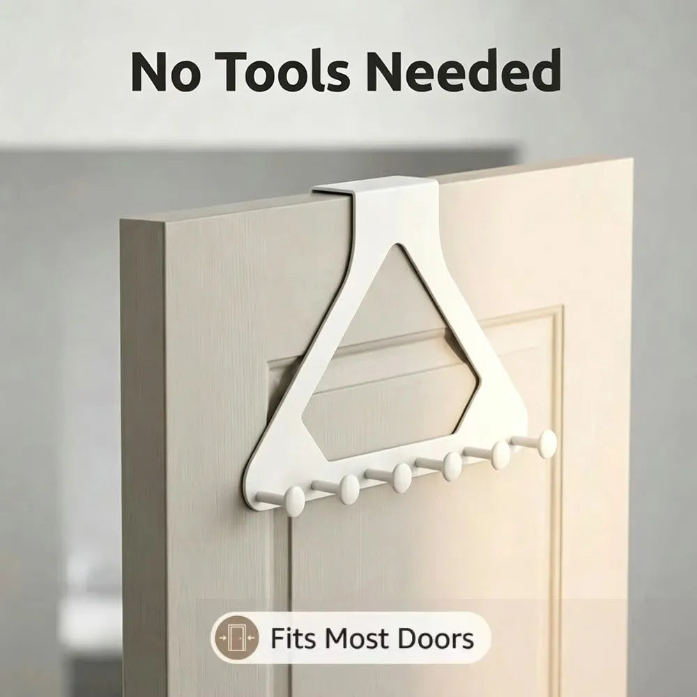 Over-Door Hook Organizer No-Drill Triangular ABS Plastic Over-Door Hook Organizer Richie's