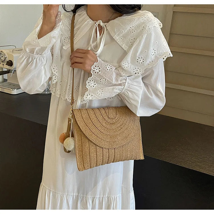 Women's Straw Wicker Crossbody Bag – Summer Beach Clutch Purse Straw Crossbody Bag Richie's