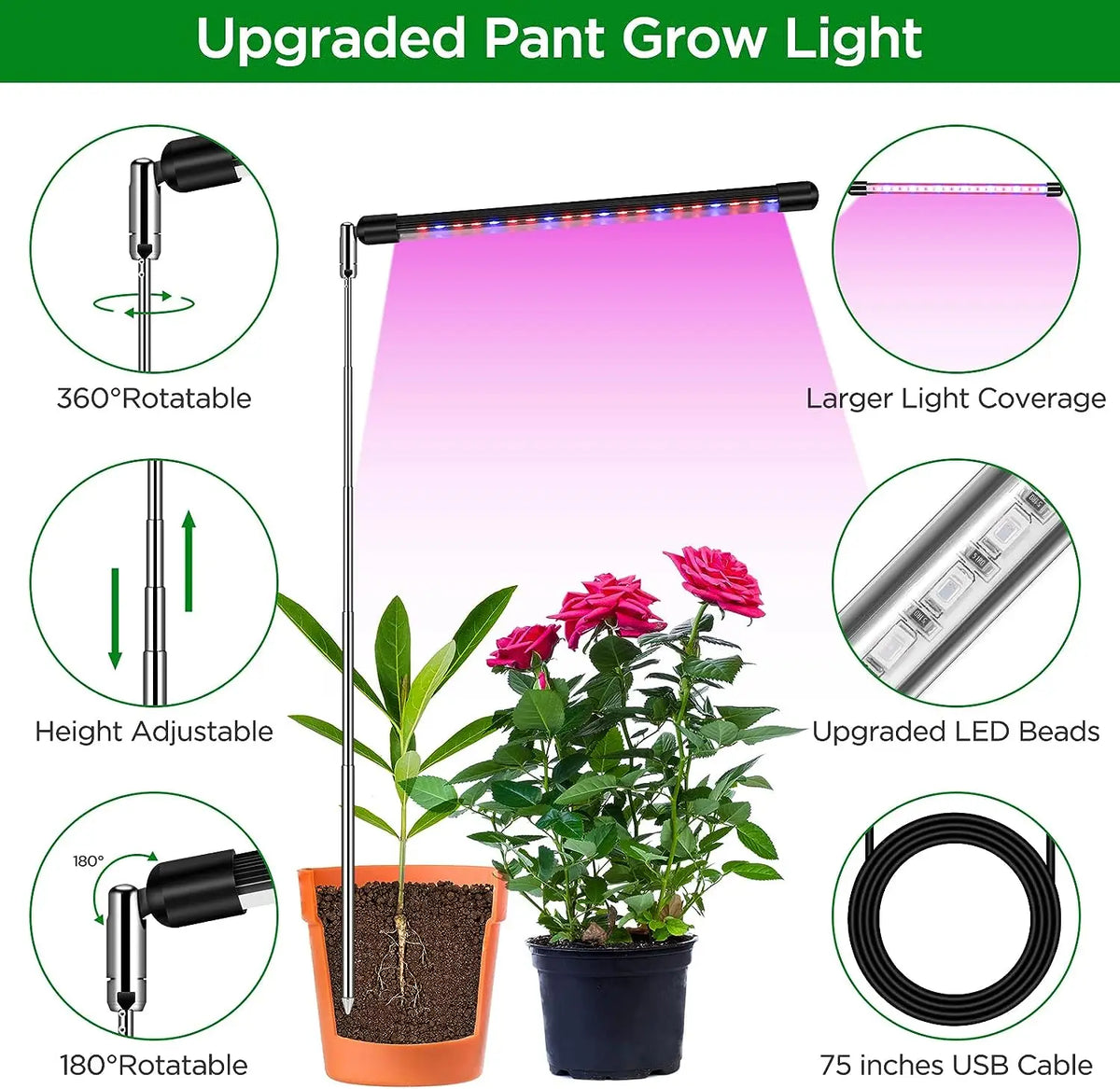 USB Full Spectrum Telescopic Grow Light for Indoor Plants Indoor Grow Light Richie's
