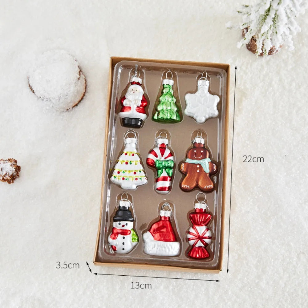 Hand-Painted Glass Christmas Ornaments Set 6/9 Pcs – Snowman Christmas Ornament Set Richie's 9PCS