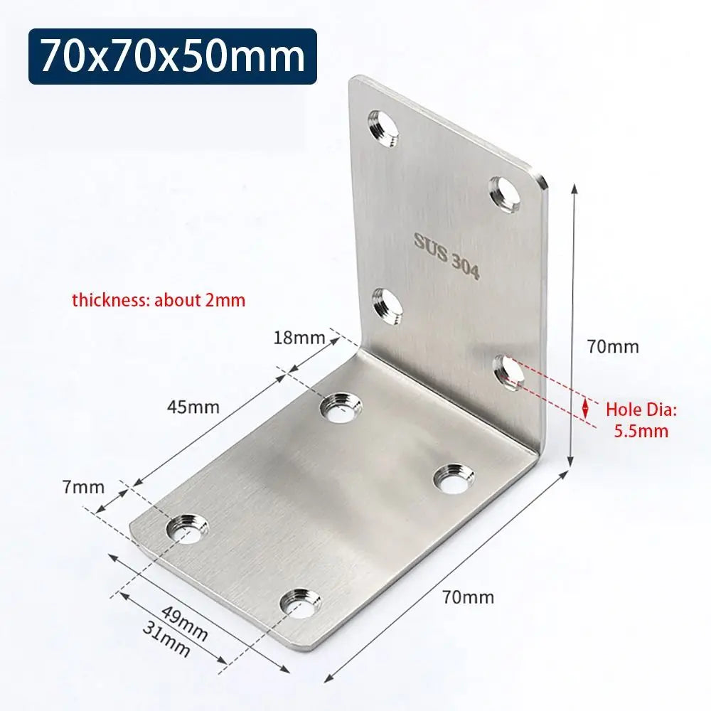 SUS304 Stainless Steel 90° Corner Bracket – Cabinet Furniture Brace Corner Bracket Richie's 70x70x50mm