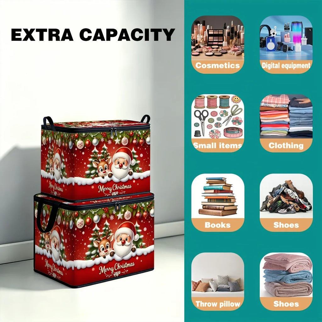 Large Foldable Christmas Storage Box with Lid | Santa Design Foldable Storage Box Richie's