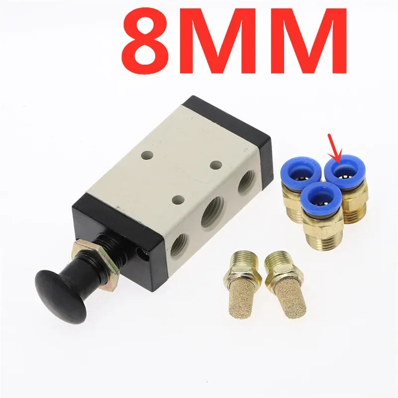 4R210-08 Manual Air Valve 1/4" 5-Port 2-Position + Fittings Pneumatic Control Valve Richie's 4R210-08-PC8