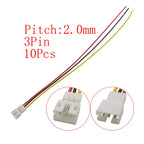 10Pcs JST PH 2.0mm Connector 2–6 Pin Male Female 26AWG Cables Wire Connector Set Richie's 10Pcs 3Pin-K