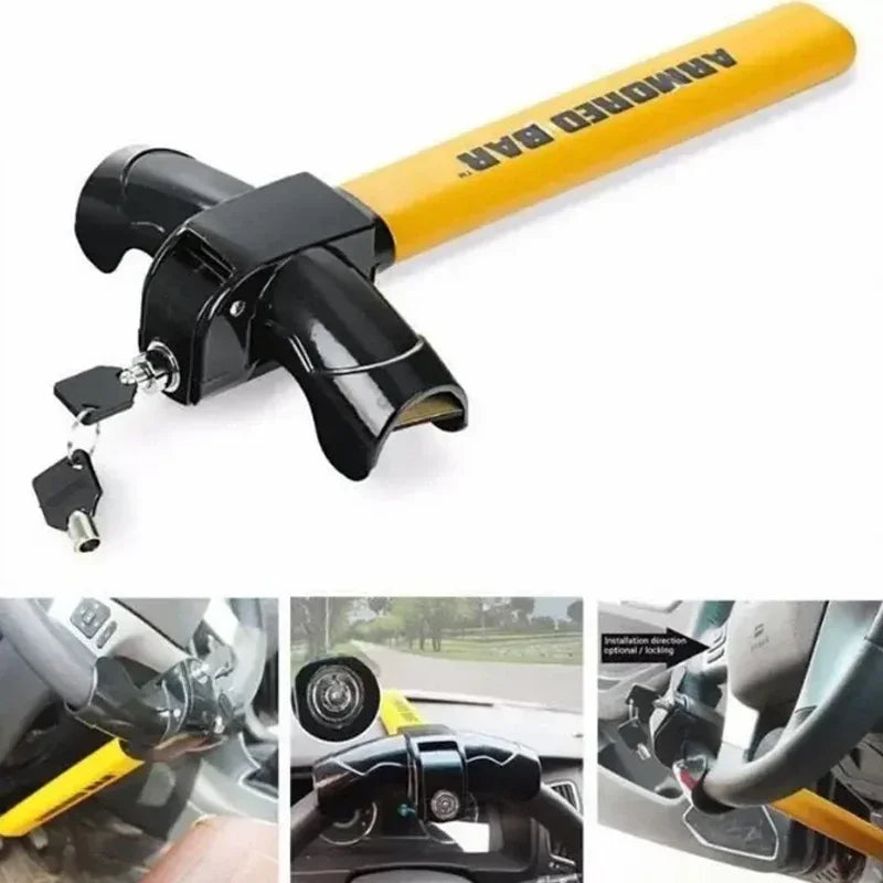 Universal T-Type Anti-Theft Car Steering Wheel Lock – Yellow Steering Wheel Lock Richie's