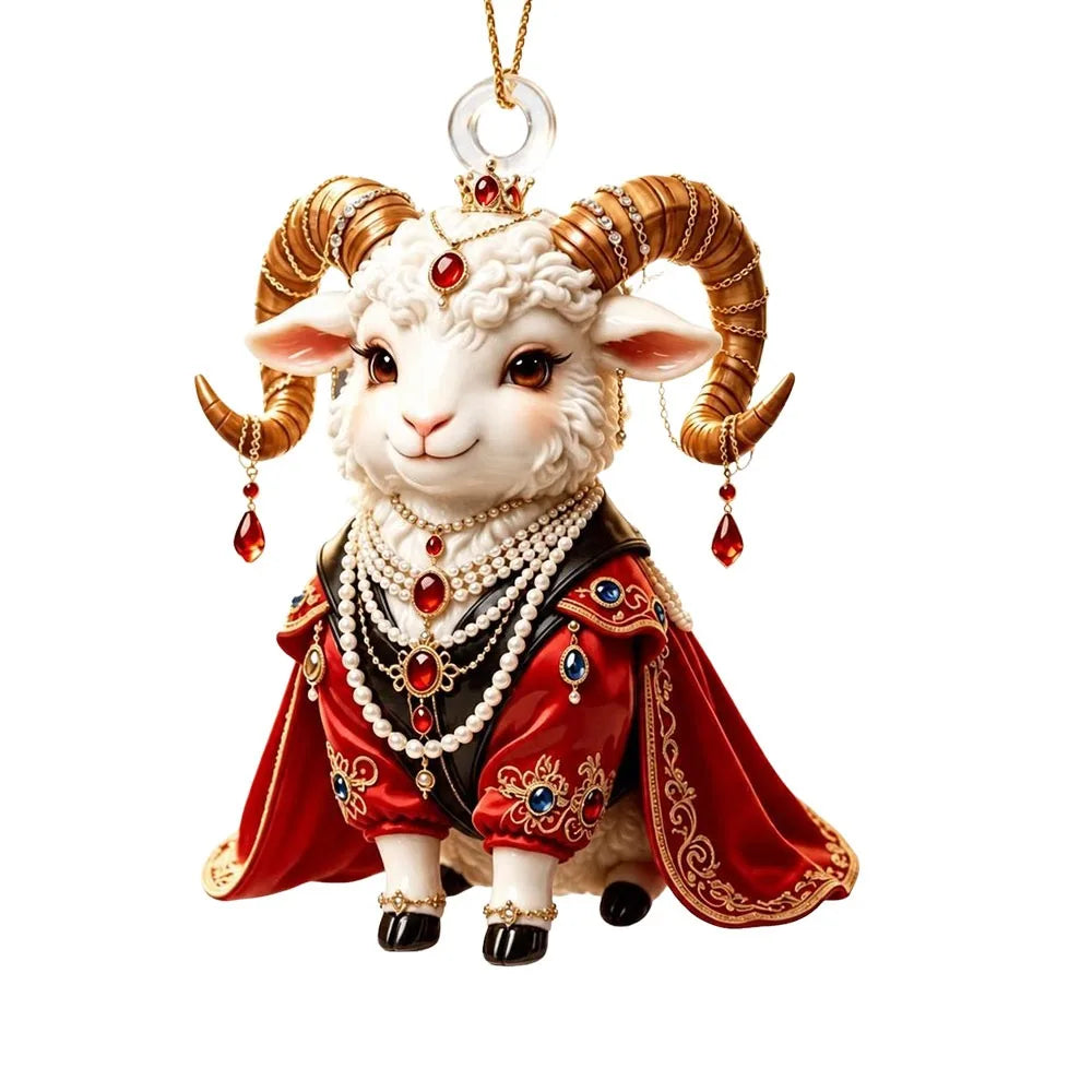 Acrylic Goat Christmas Ornament – Rhinestone Hanging Pendant Christmas Tree Ornament Richie's 3