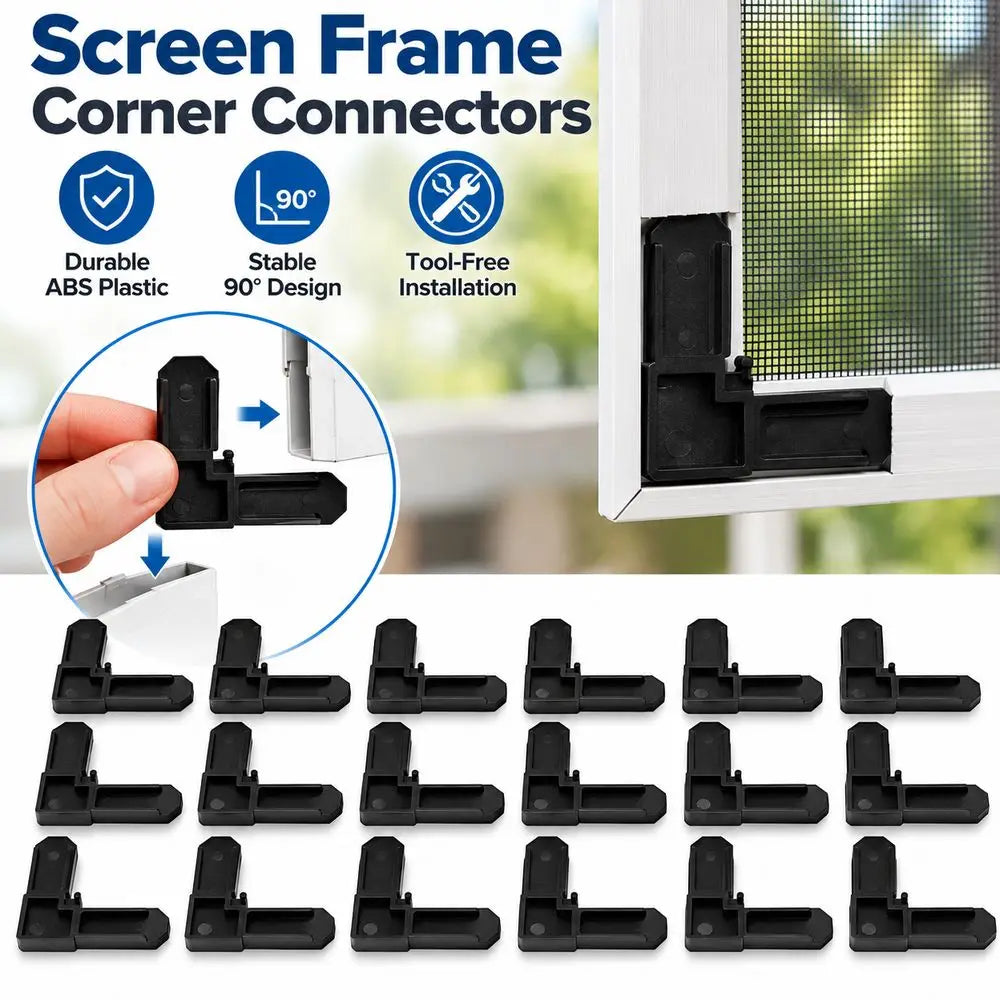 20pcs ABS Window Screen Frame Corner Connectors 90° Black Screen Frame Connectors Richie's
