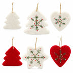 Felt Christmas Ornaments Embroidered Snowflake Tree Star Heart Christmas Ornaments Richie's