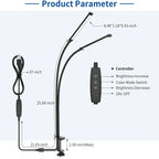 KEBINCPLED USB Clamp Desk Lamp Dimmable Rotatable LED Light Clamp Desk Lamp Richie's