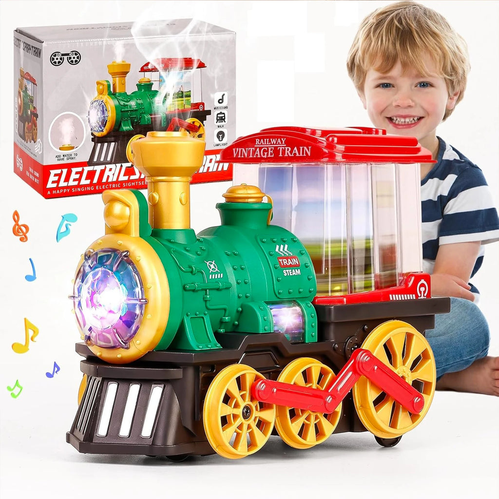 Electric Steam Train Toy – Smoke, Lights, Sounds & 360° Spin Electric Train Toy Richie's
