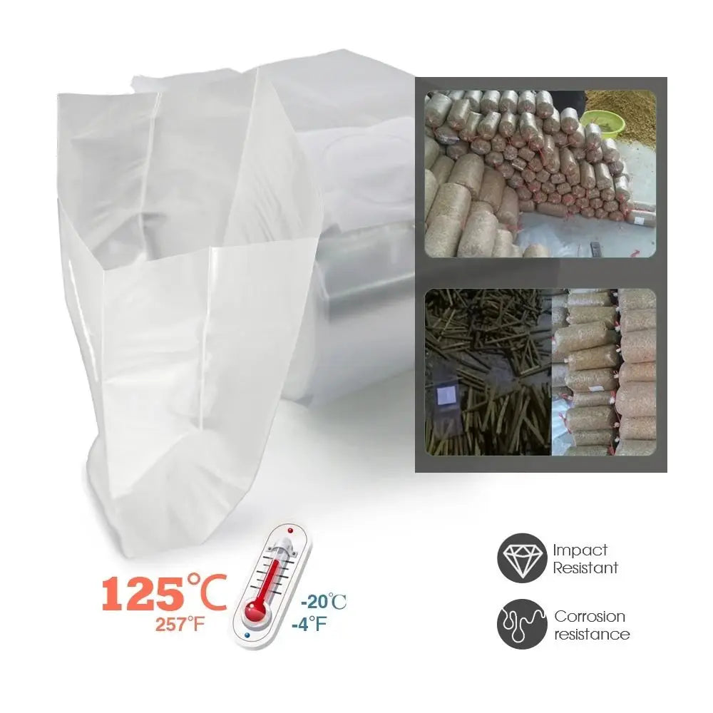 50pcs PP Mushroom Grow Bags 0.2µm Filter – Spawn & Culture Mushroom Grow Bags Richie's