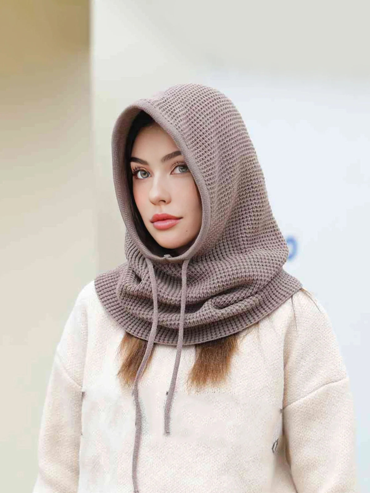 Women's Winter Knit Balaclava Beanie Hat & Neck Scarf Balaclava Beanie Hat Richie's SHFLM-1