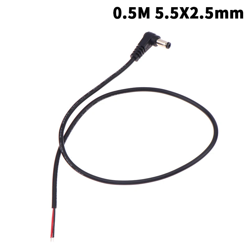 Right Angle DC Power Cable 5.5x2.1/2.5mm Male Plug Extension DC Power Cable Richie's A4