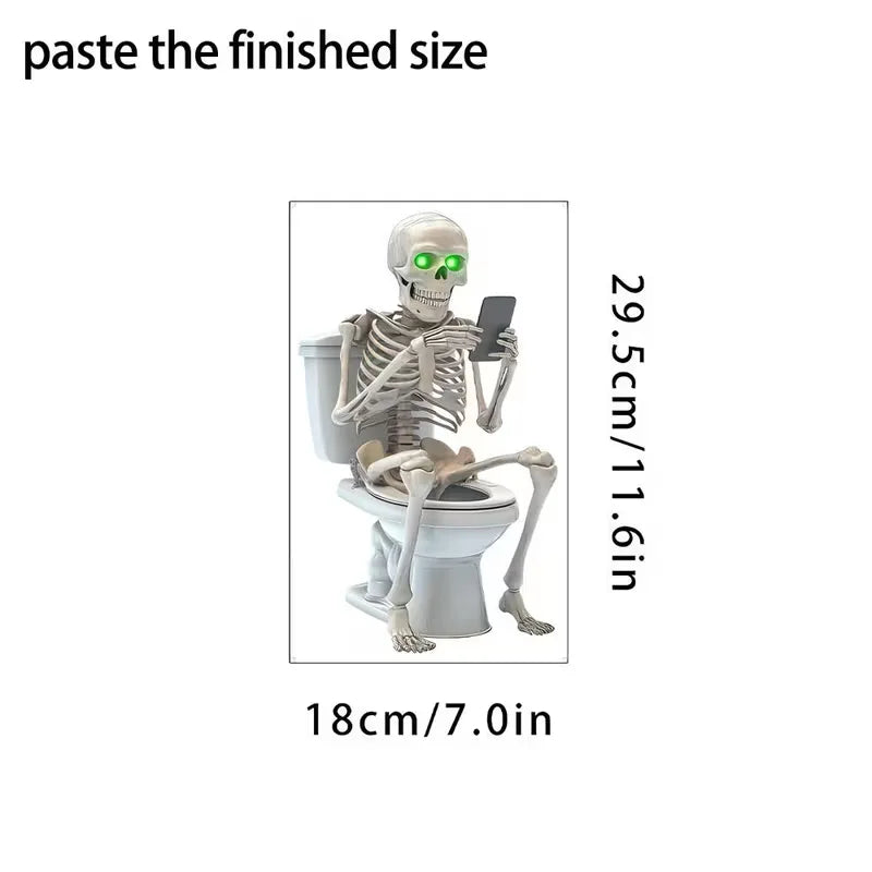 Skeleton Toilet Sticker – Funny Bathroom Wall Decal Bathroom Wall Sticker Richie's 1pc