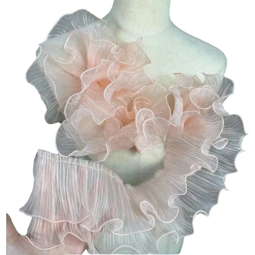 1 Yard Double Layer Pleated Ruffle Mermaid Lace Organza Fabric Pleated Organza Fabric Richie's