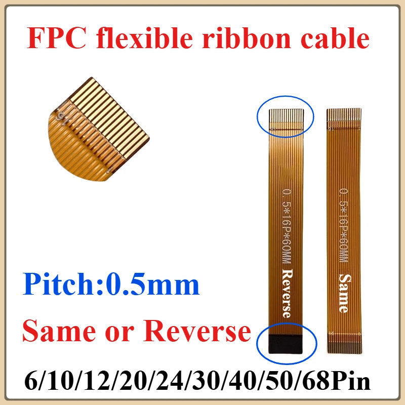 FPC 0.5mm Pitch Flexible Ribbon Cable LVDS MIPI LCD 6P–68P Flexible Ribbon Cable Richie's 24P 150mm Pitch 0.5MM|Same