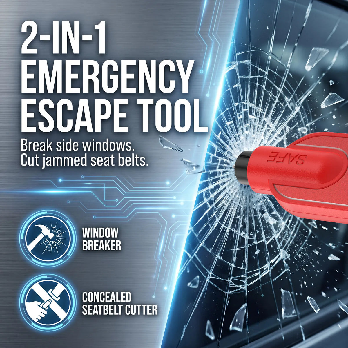 2-Pack Car Window Breaker & Seat Belt Cutter Tool Car Safety Tool Richie's