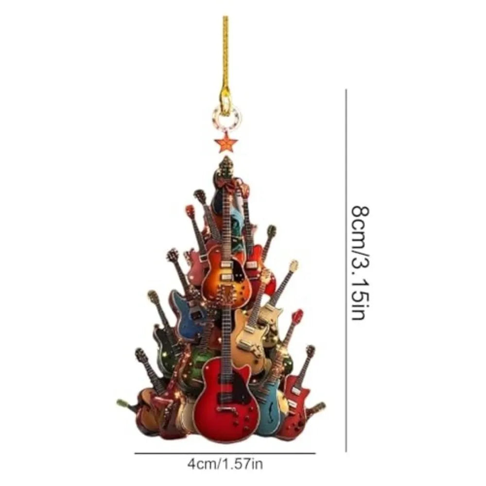 Acrylic Guitar Christmas Ornament | Music Theme Xmas Tree Decor Christmas Ornament Richie's
