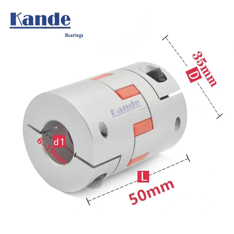 D35L50 Flexible Jaw Shaft Coupler CNC Plum Coupling 8–22mm Shaft Coupler Richie's 10x18