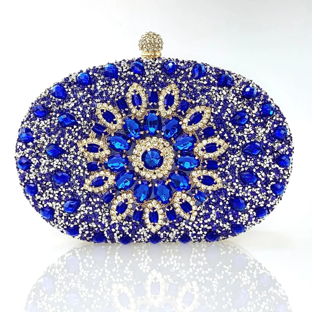 Flower Rhinestone Evening Clutch Bag with Chain – Prom & Wedding Evening Clutch Bag Richie's Blue 20x5x15cm