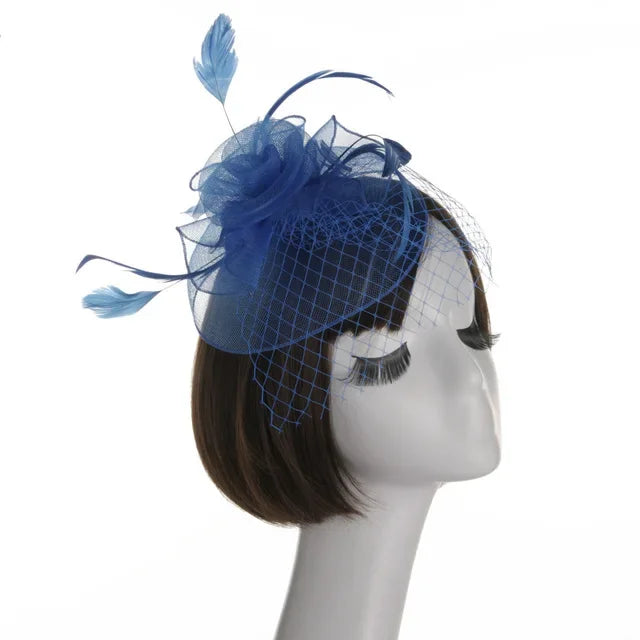 Feather Fascinator Hair Pin Bridal Tiara Wedding Headband Feather Fascinator Richie's Blue