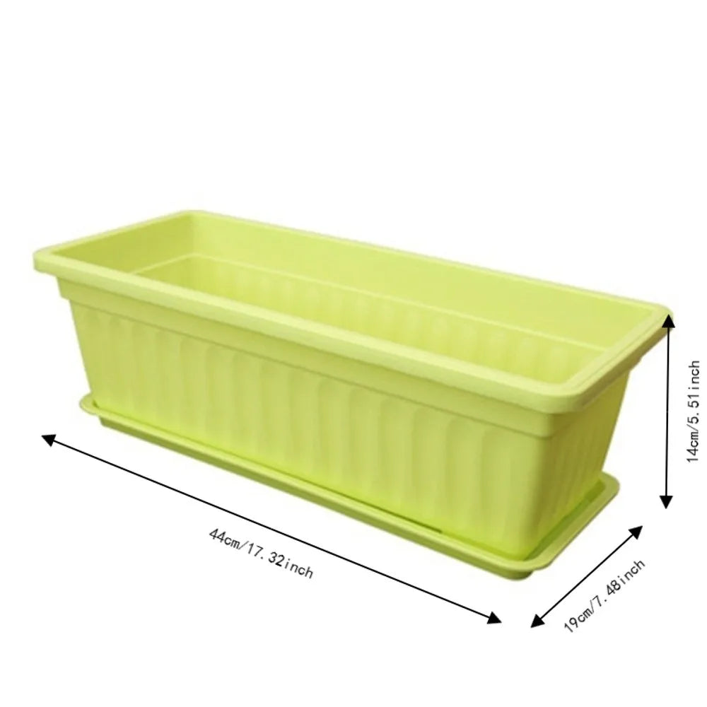 Rectangular Plastic Planter Pot with Tray – Large Balcony Garden Garden Planter Pot Richie's