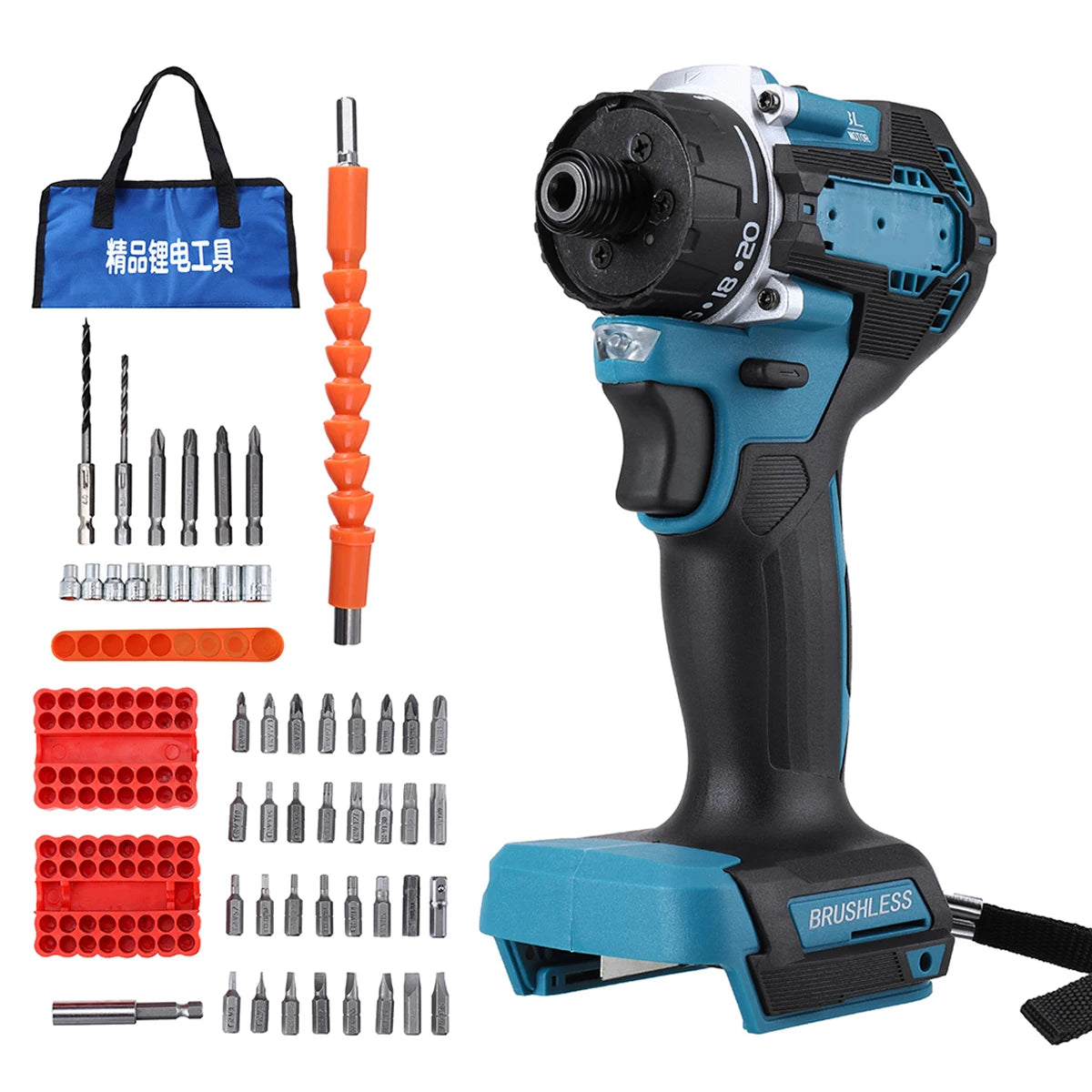 20+1 Brushless Cordless Screwdriver 280Nm – Makita 18V Cordless Screwdriver Richie's 47pcs Set