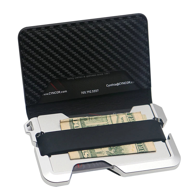 Zeeker Slim RFID Bifold Wallet for Men – Aluminum Money Clip Men's Bifold Wallet Richie's Silver carbon fiber