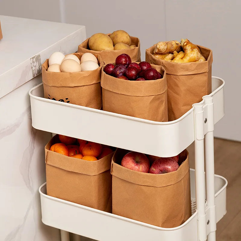 Washable Kraft Paper Storage Bag – Collapsible Beige Organizer Kraft Paper Organizer Richie's