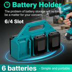Makita 18V/14.4V Battery Holder – 6 or 4 Slot Organizer Battery Storage Holder Richie's