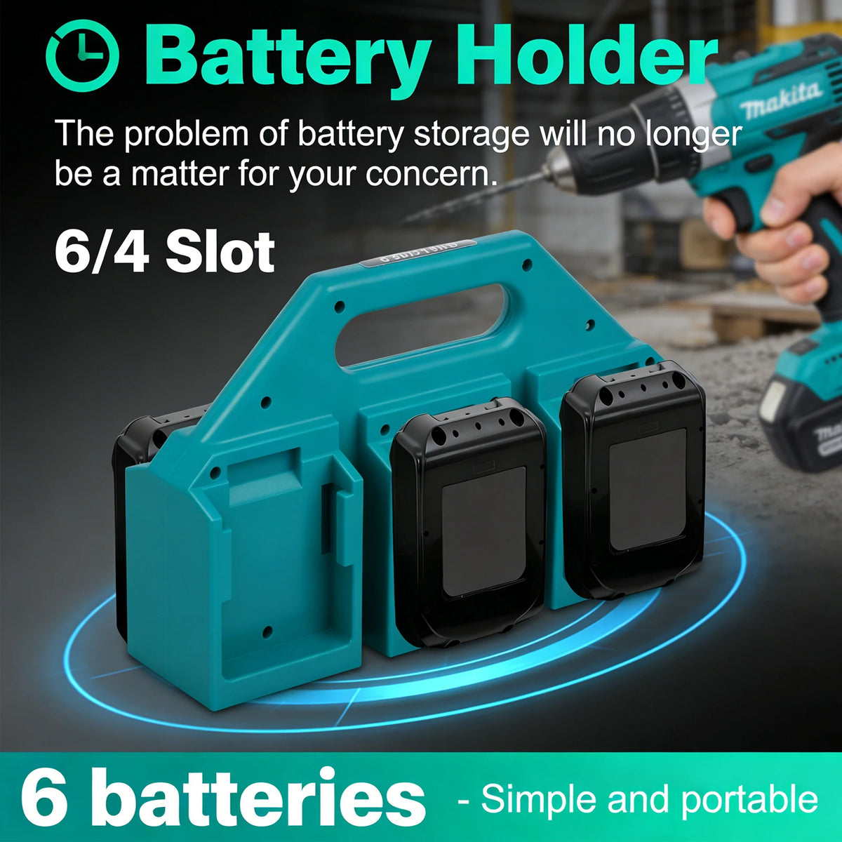 Makita 18V/14.4V Battery Holder – 6 or 4 Slot Organizer Battery Storage Holder Richie's